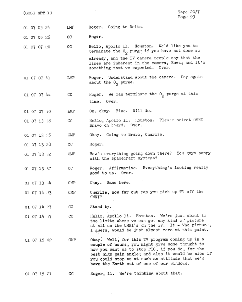 Page 101 of Apollo 11’s original transcript