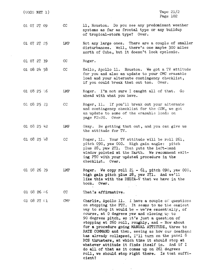 Page 104 of Apollo 11’s original transcript