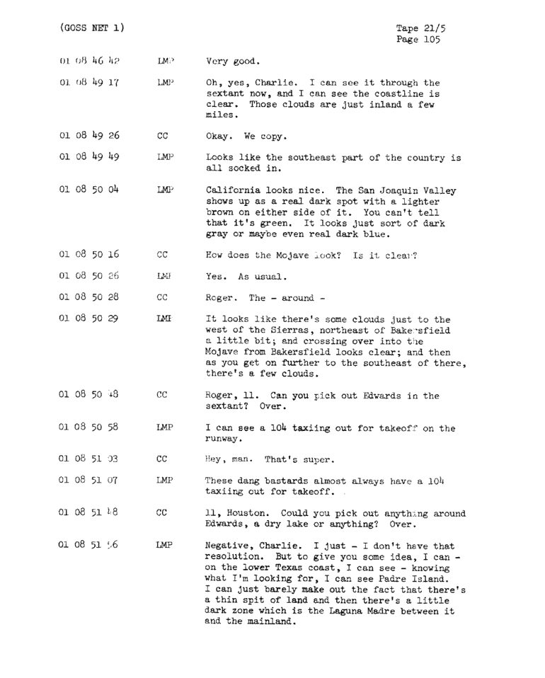 Page 107 of Apollo 11’s original transcript