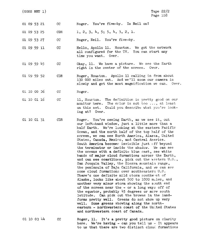 Page 110 of Apollo 11’s original transcript