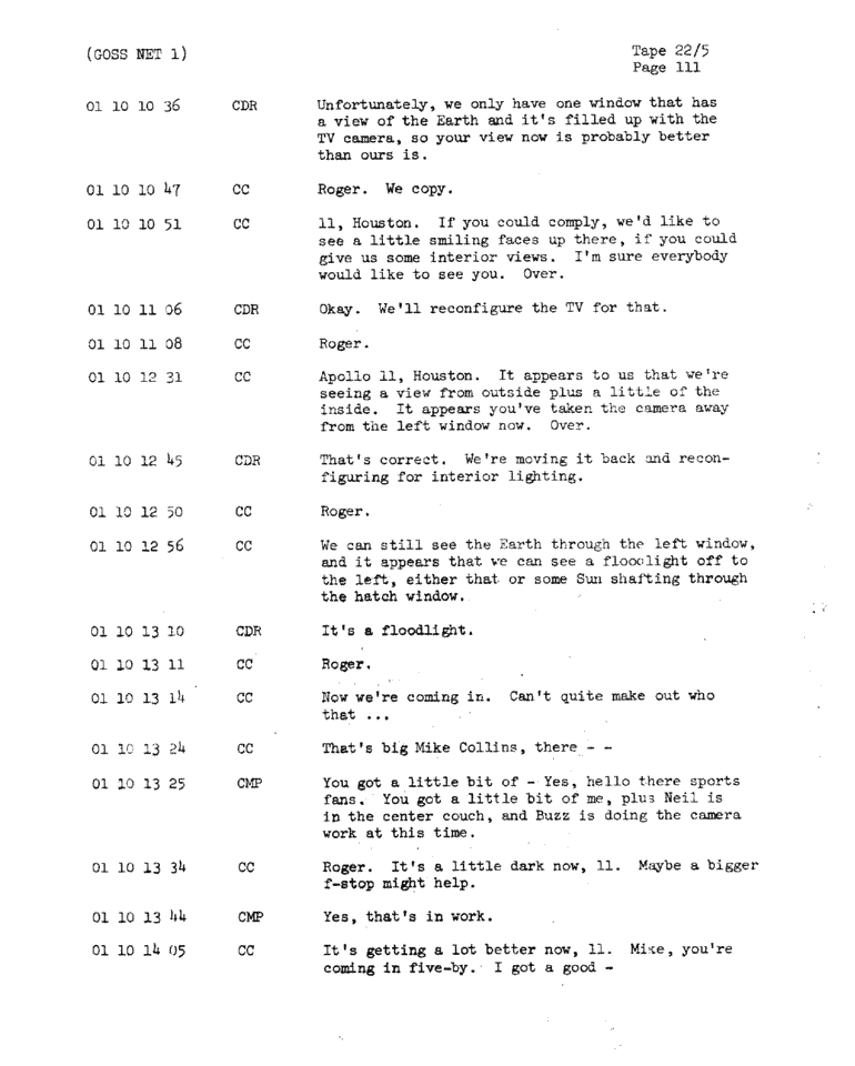 Page 113 of Apollo 11’s original transcript