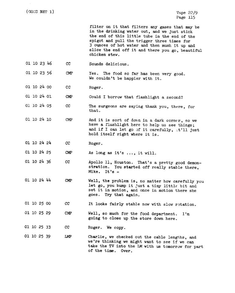 Page 117 of Apollo 11’s original transcript