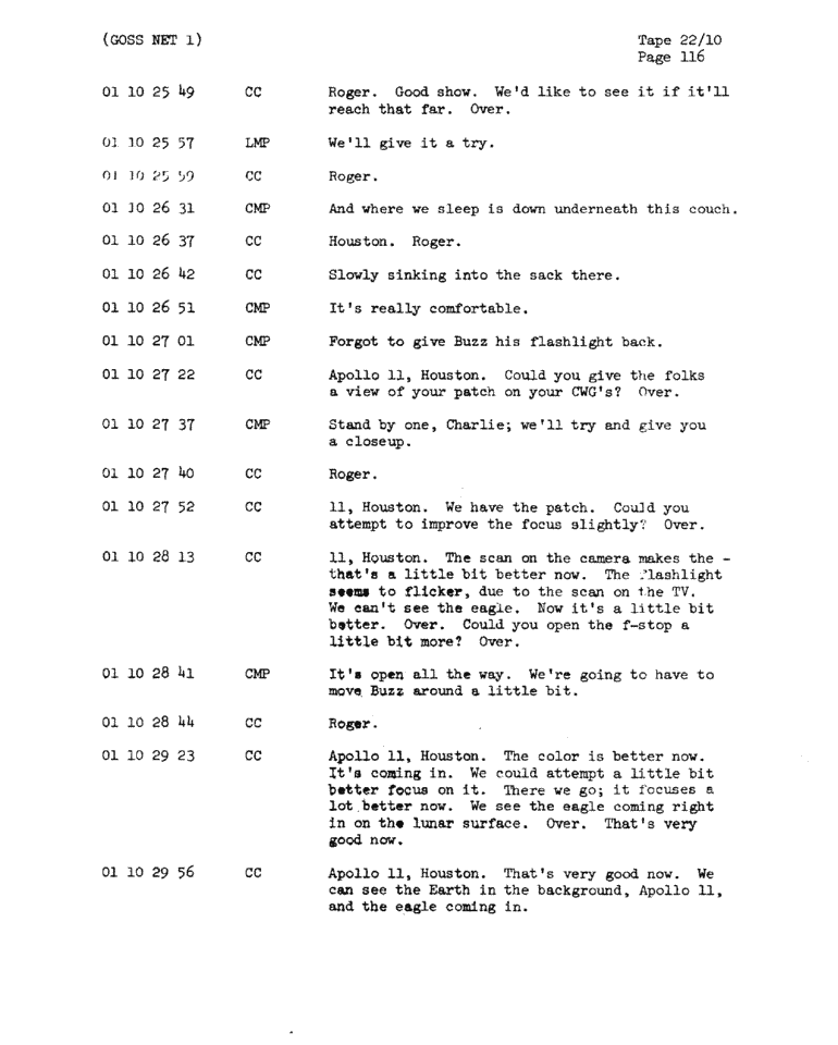 Page 118 of Apollo 11’s original transcript