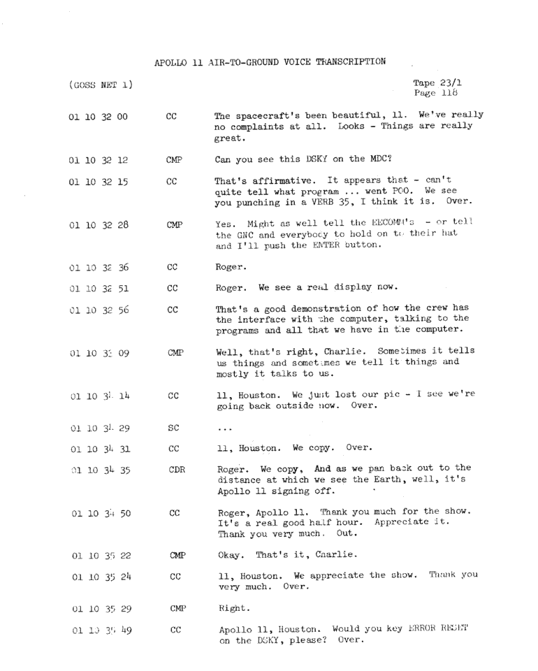 Page 120 of Apollo 11’s original transcript