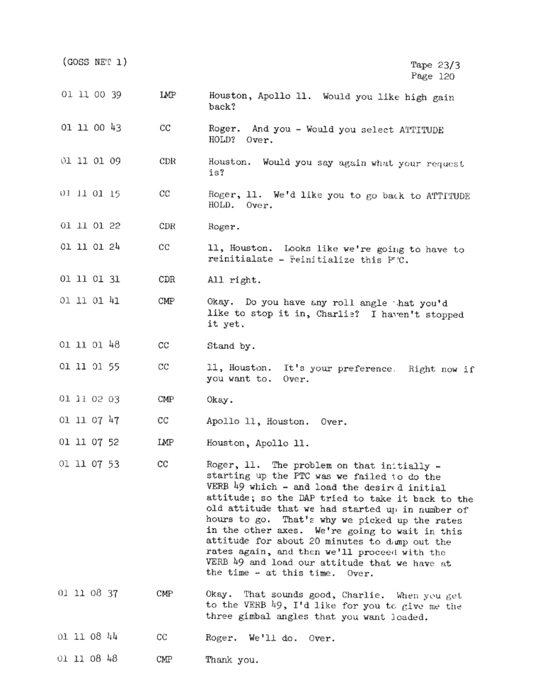 Page 122 of Apollo 11’s original transcript