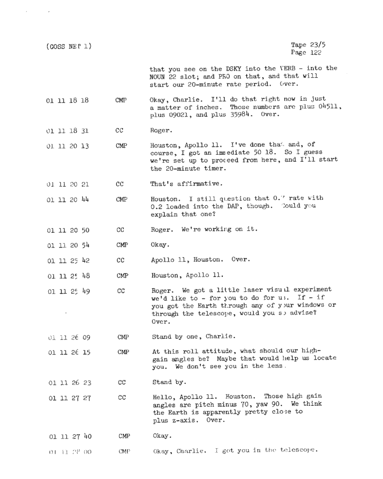 Page 124 of Apollo 11’s original transcript