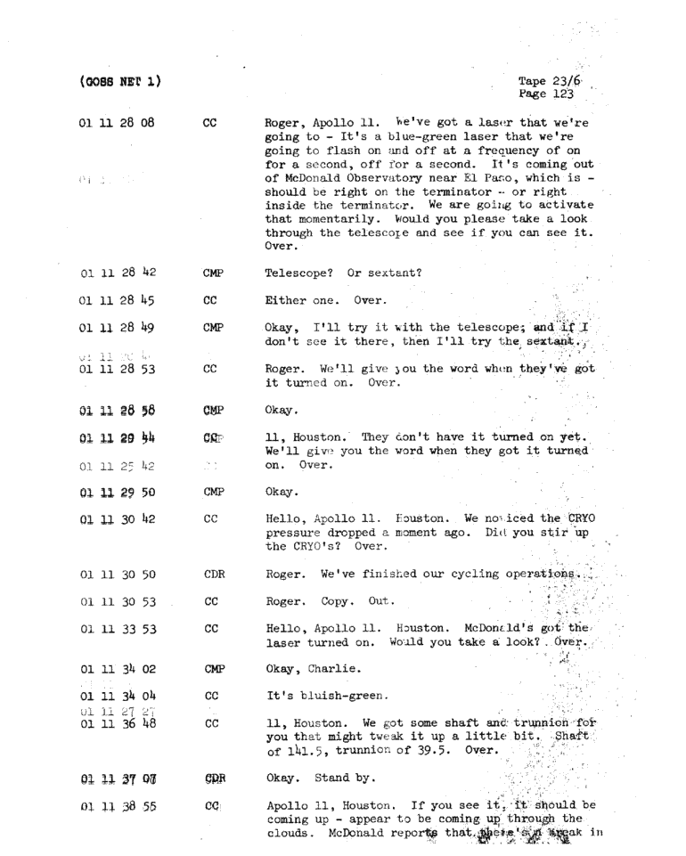 Page 125 of Apollo 11’s original transcript