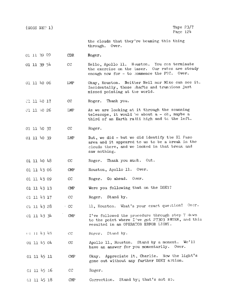 Page 126 of Apollo 11’s original transcript