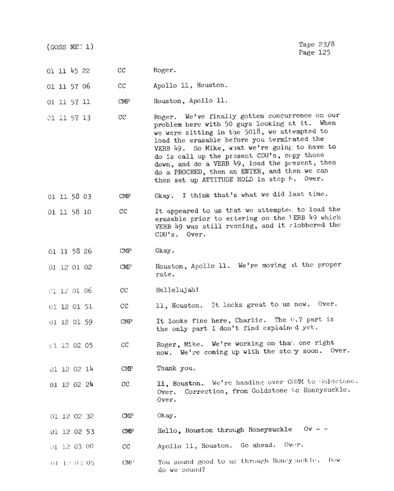 Page 127 of Apollo 11’s original transcript