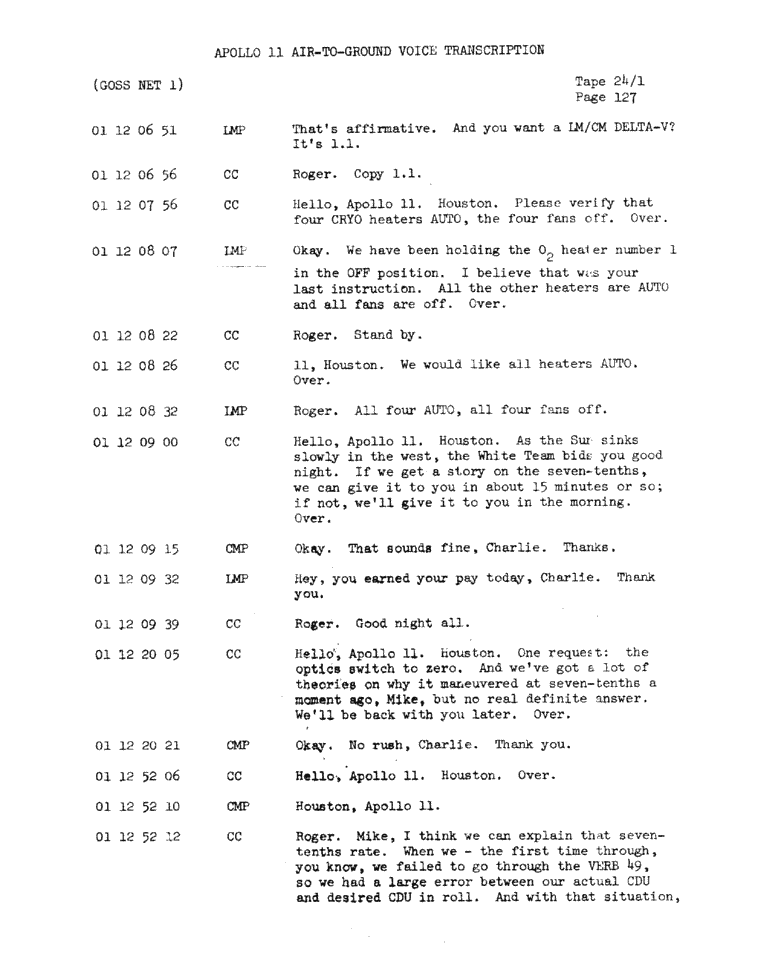 Page 129 of Apollo 11’s original transcript