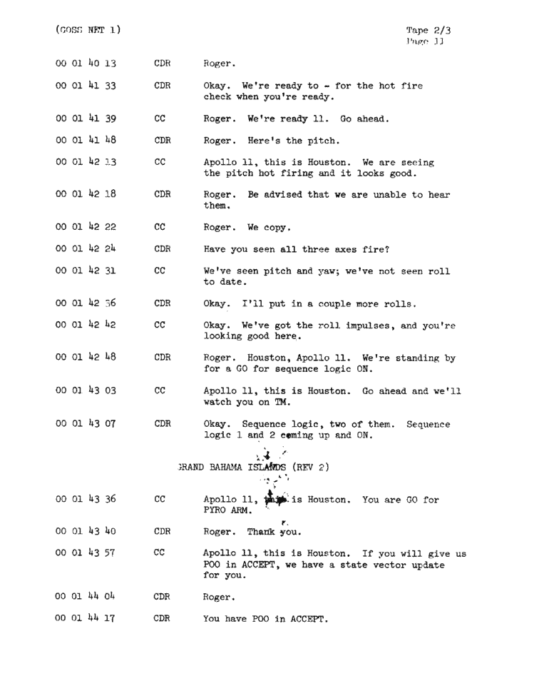 Page 13 of Apollo 11’s original transcript