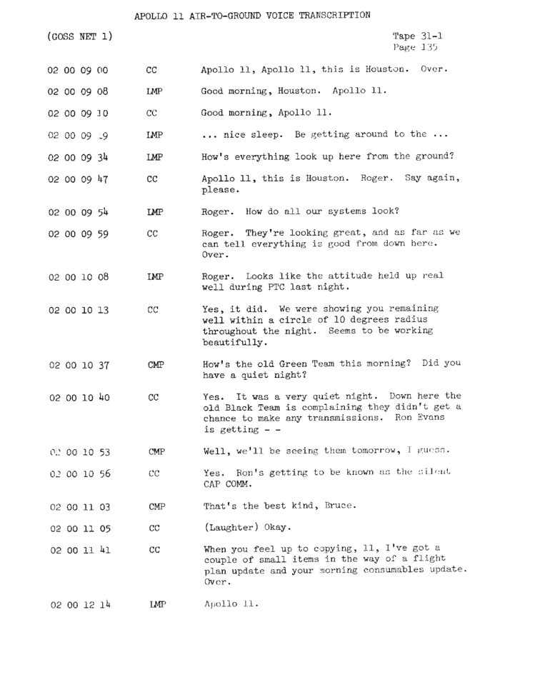 Page 137 of Apollo 11’s original transcript