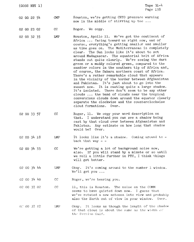 Page 140 of Apollo 11’s original transcript