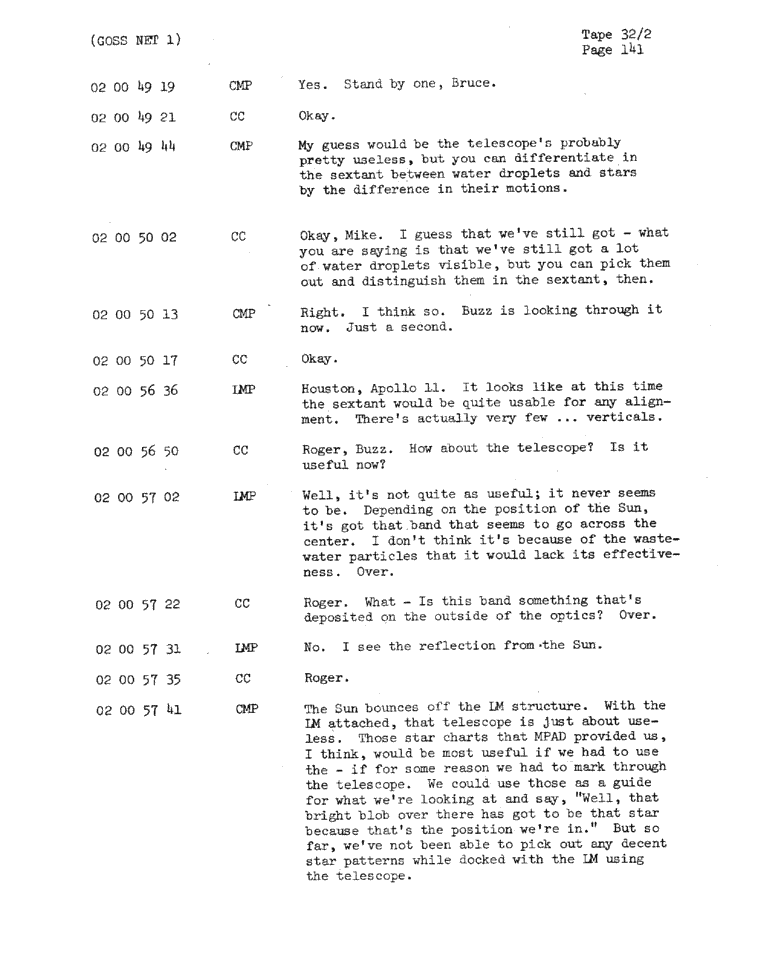 Page 143 of Apollo 11’s original transcript