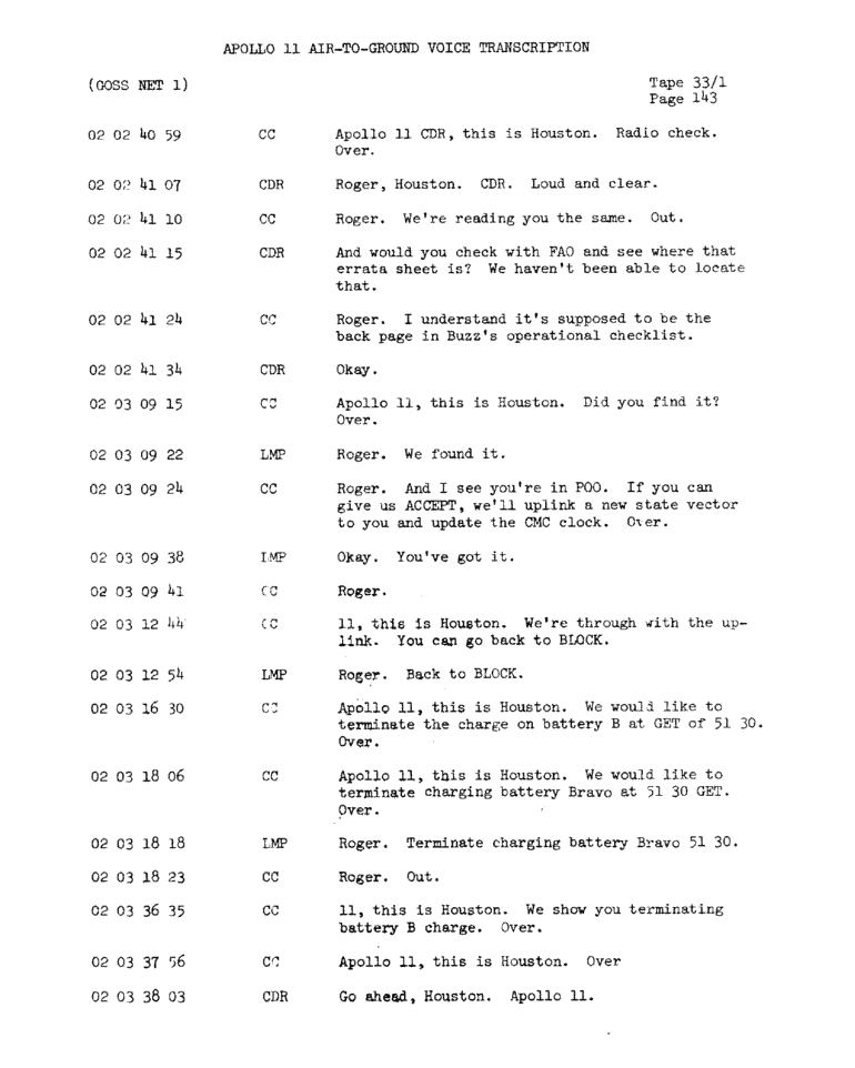 Page 145 of Apollo 11’s original transcript