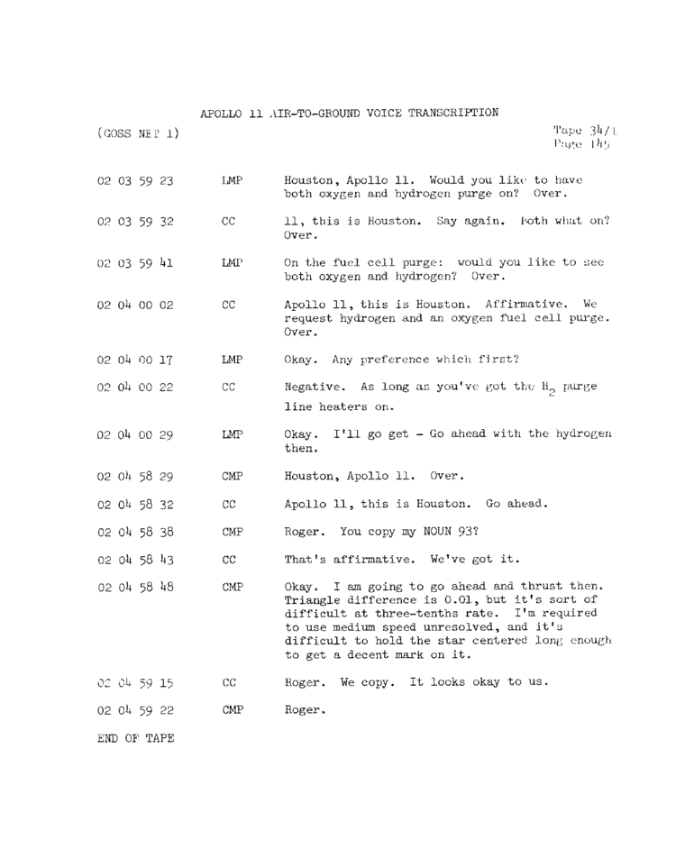 Page 147 of Apollo 11’s original transcript
