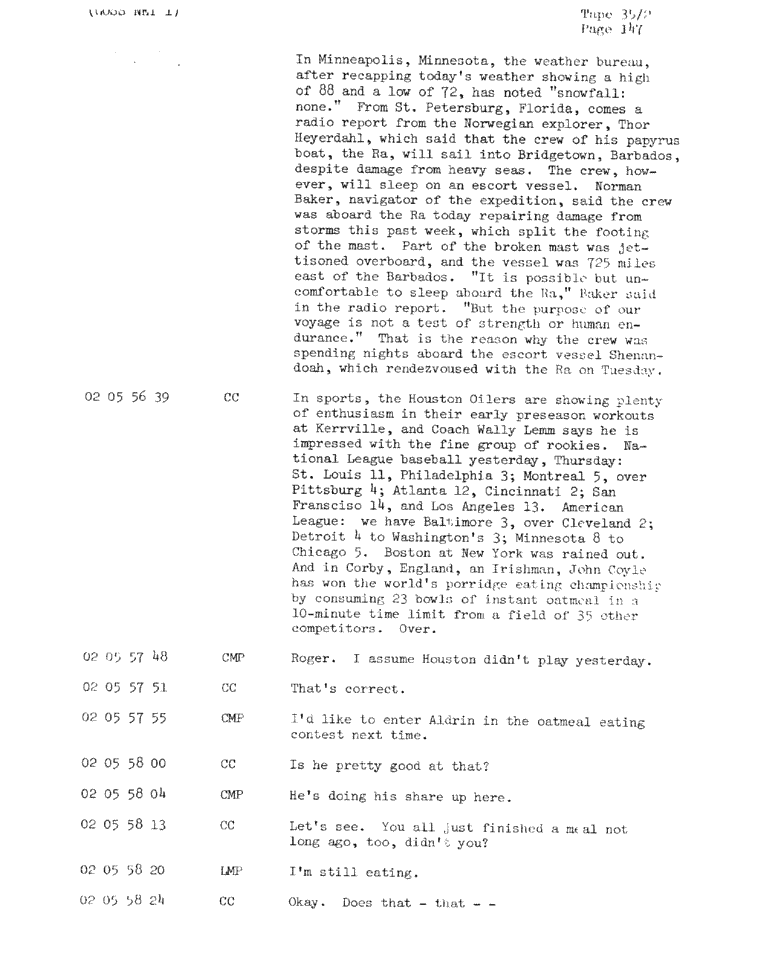 Page 149 of Apollo 11’s original transcript