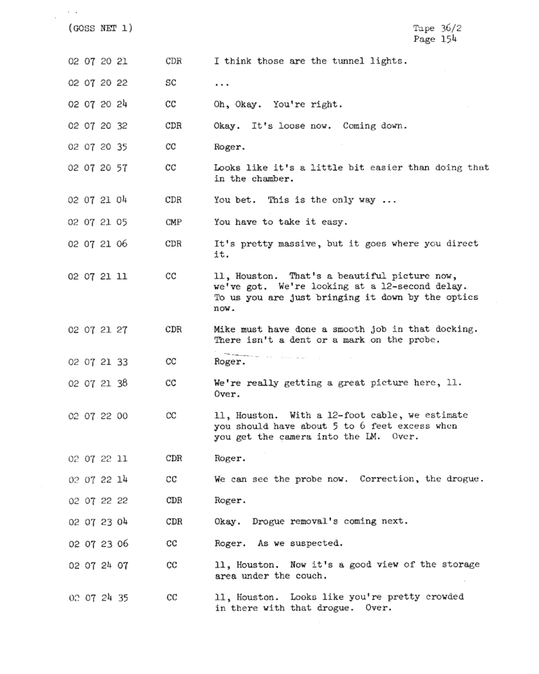 Page 156 of Apollo 11’s original transcript