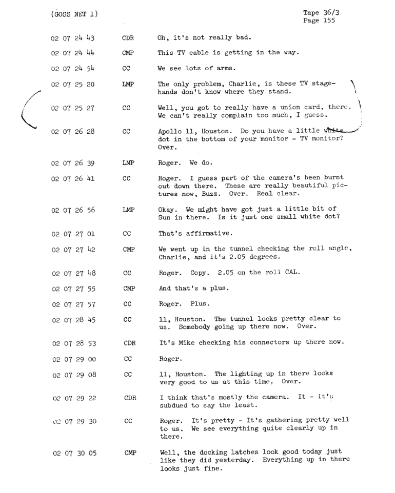 Page 157 of Apollo 11’s original transcript