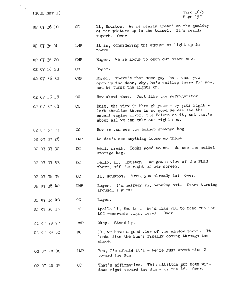 Page 159 of Apollo 11’s original transcript