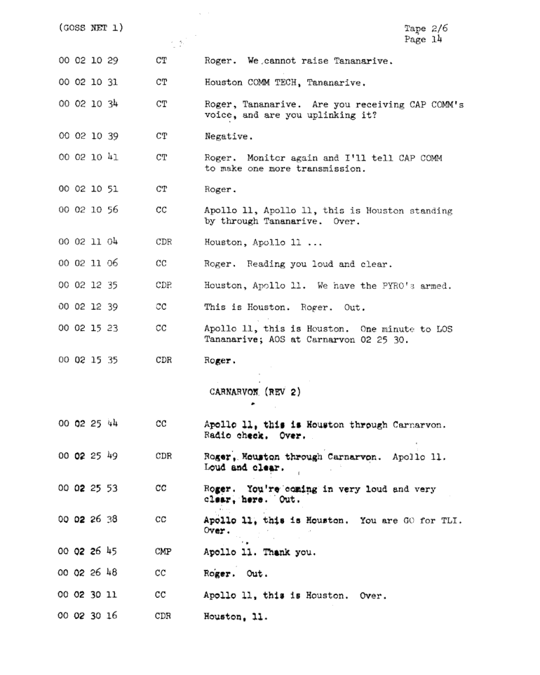 Page 16 of Apollo 11’s original transcript