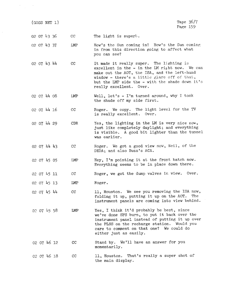 Page 161 of Apollo 11’s original transcript