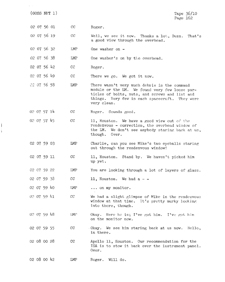 Page 164 of Apollo 11’s original transcript