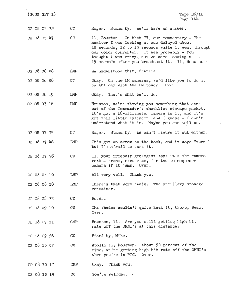 Page 166 of Apollo 11’s original transcript