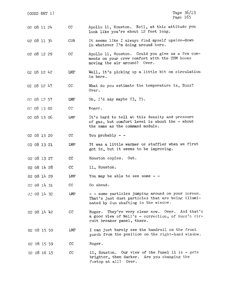 Page 167 of Apollo 11’s original transcript