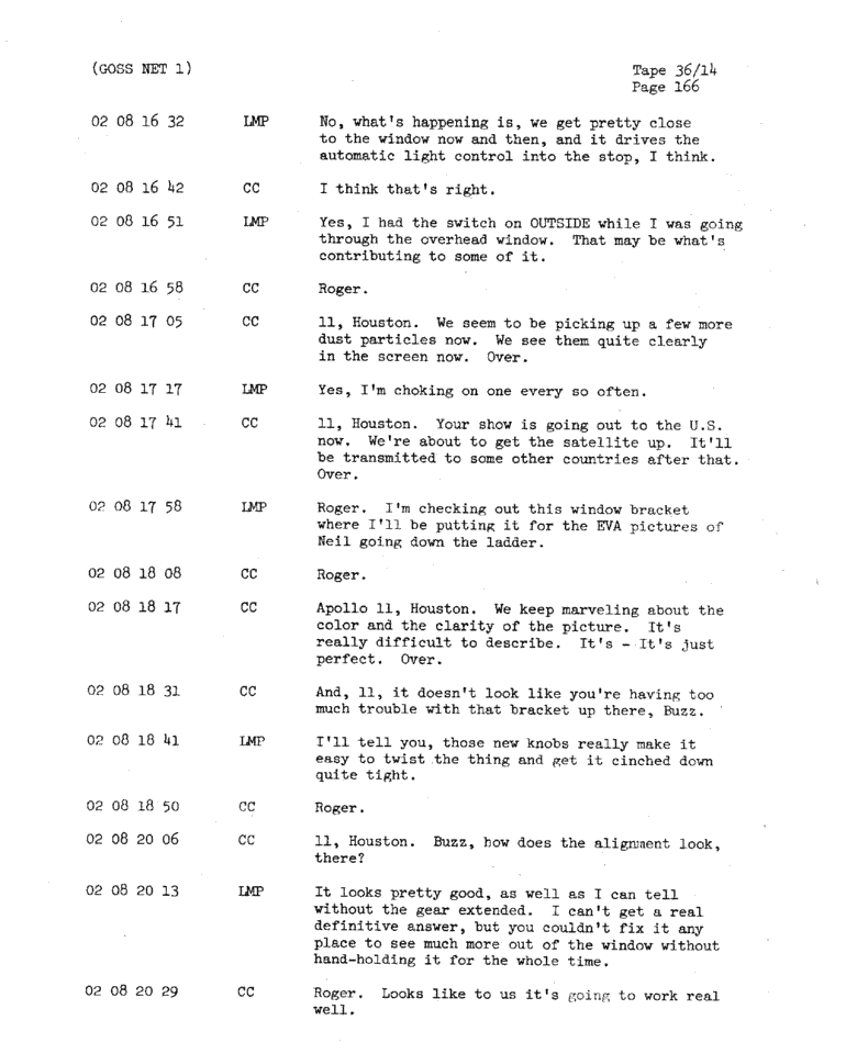 Page 168 of Apollo 11’s original transcript