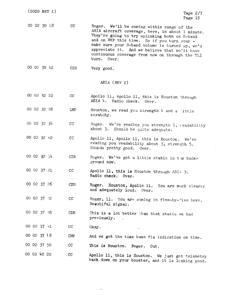 Page 17 of Apollo 11’s original transcript