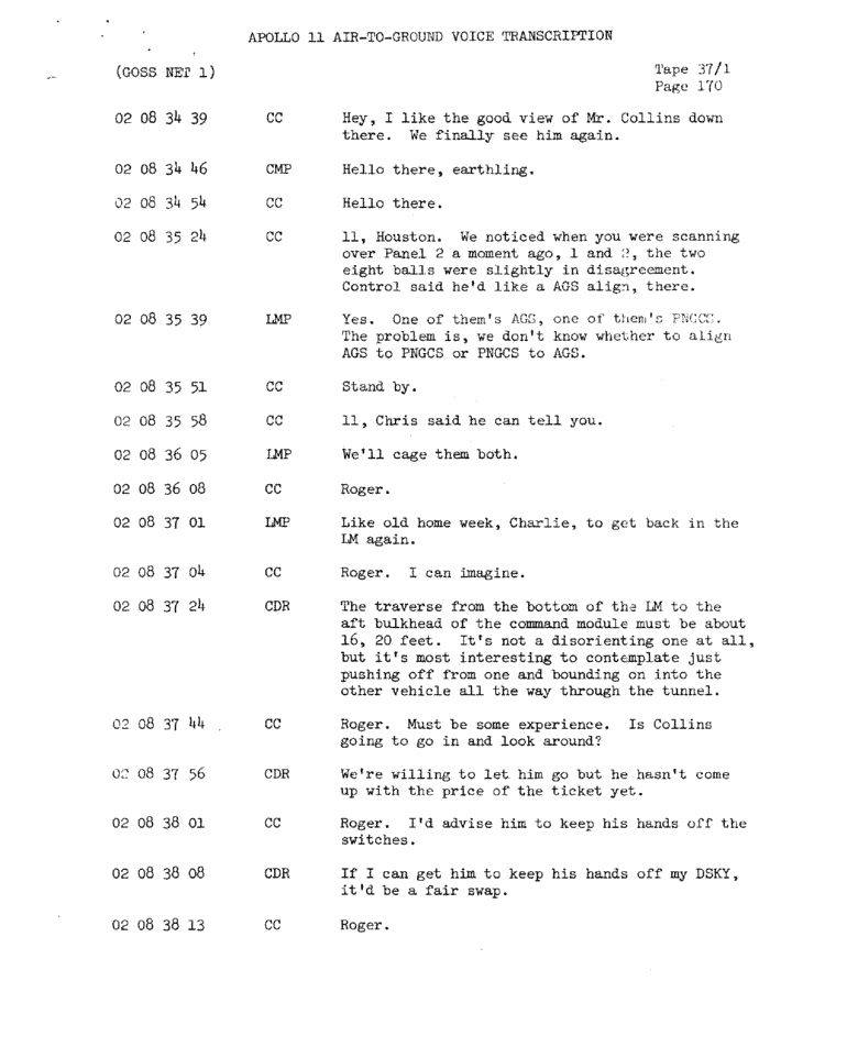 Page 172 of Apollo 11’s original transcript