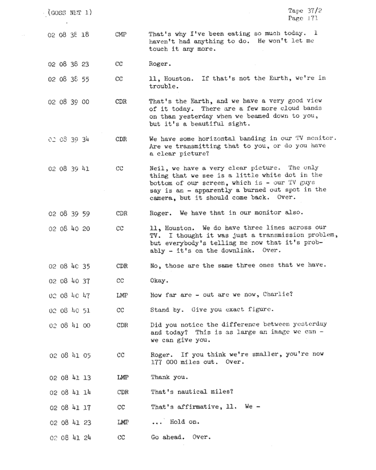 Page 173 of Apollo 11’s original transcript