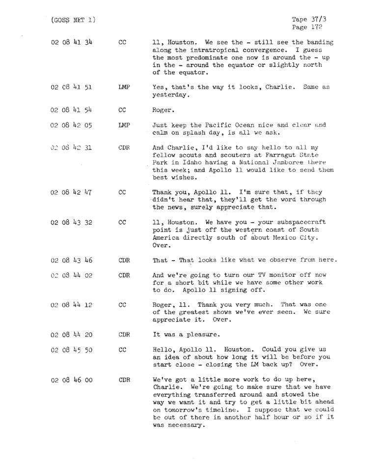 Page 174 of Apollo 11’s original transcript