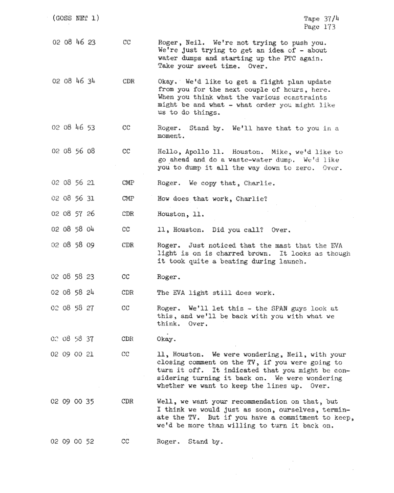 Page 175 of Apollo 11’s original transcript