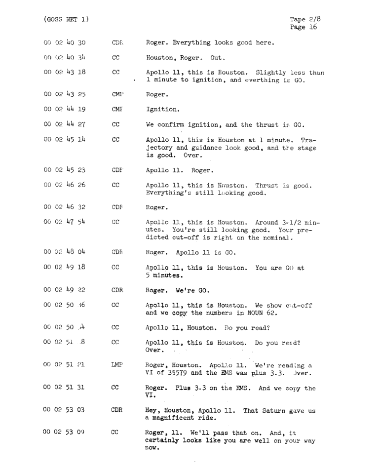 Page 18 of Apollo 11’s original transcript