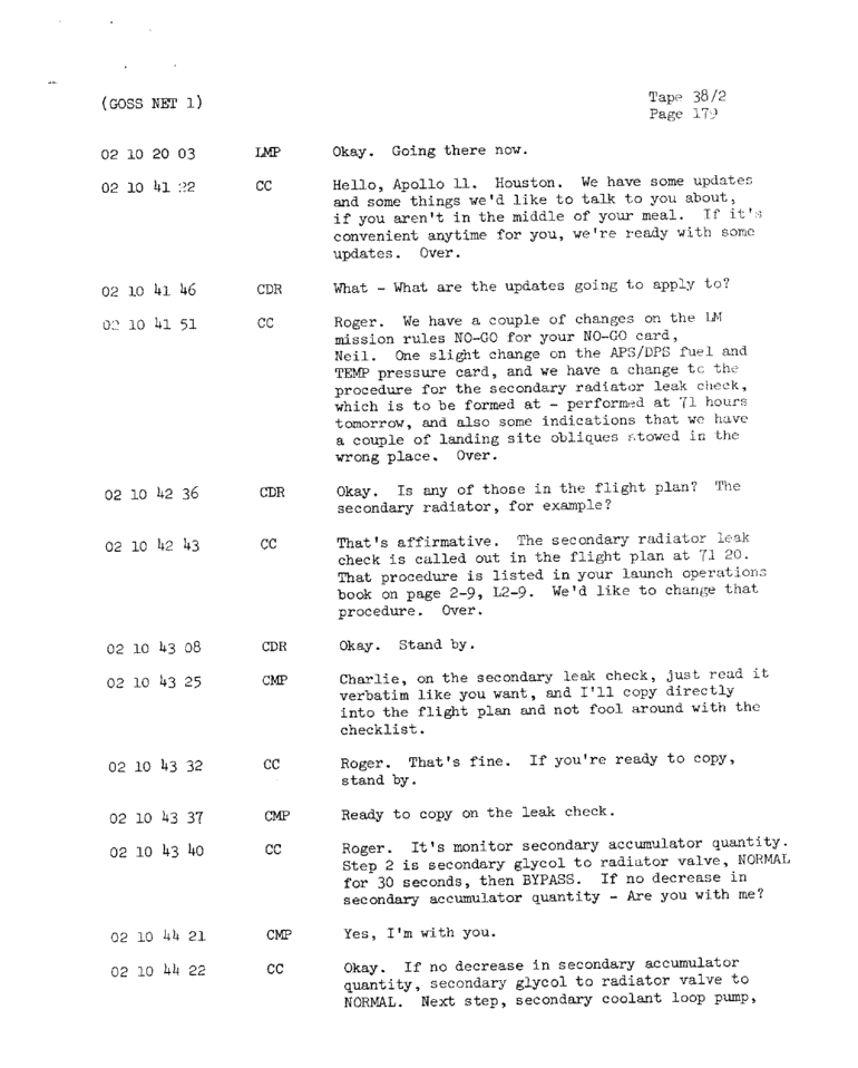 Page 181 of Apollo 11’s original transcript