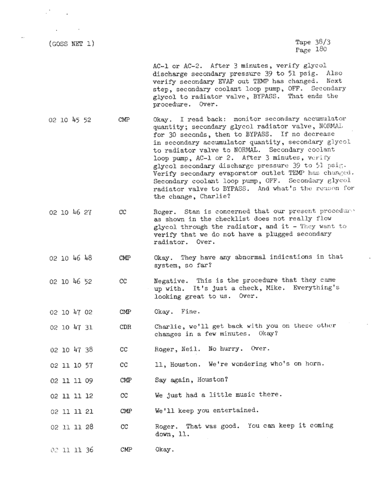 Page 182 of Apollo 11’s original transcript