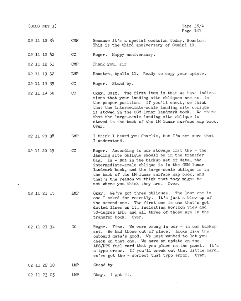 Page 183 of Apollo 11’s original transcript