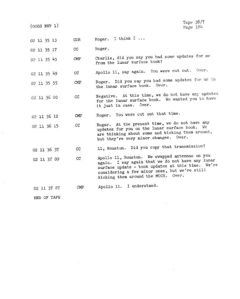 Page 186 of Apollo 11’s original transcript