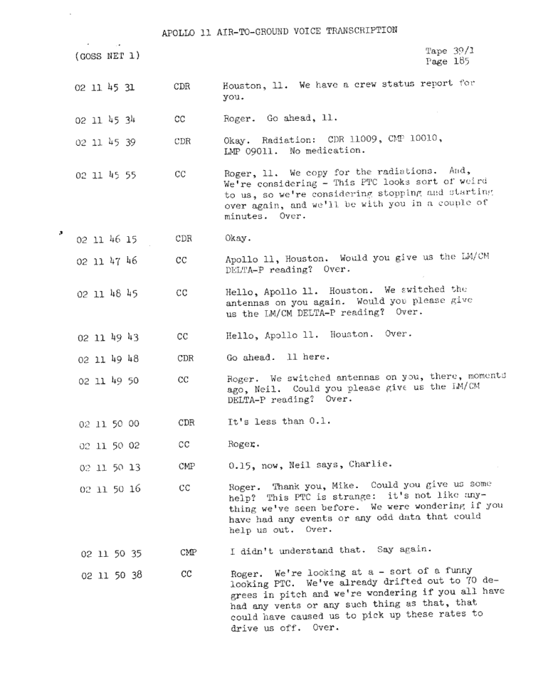 Page 187 of Apollo 11’s original transcript