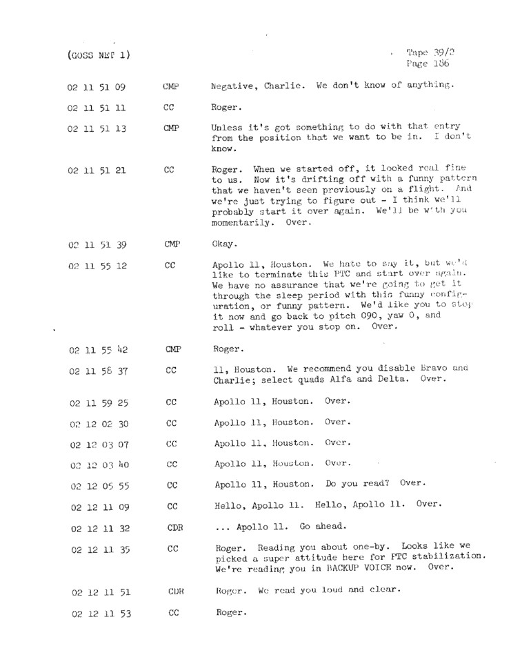 Page 188 of Apollo 11’s original transcript