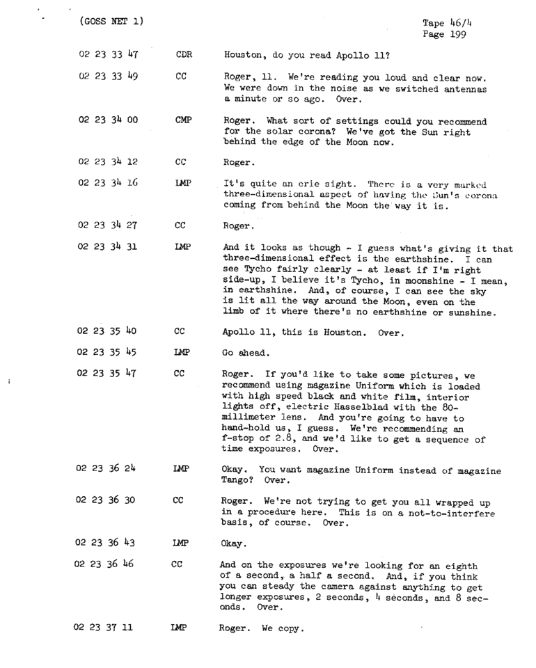 Page 201 of Apollo 11’s original transcript