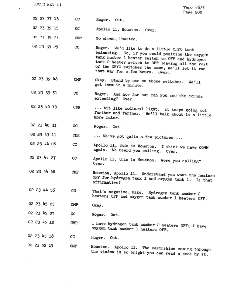 Page 202 of Apollo 11’s original transcript