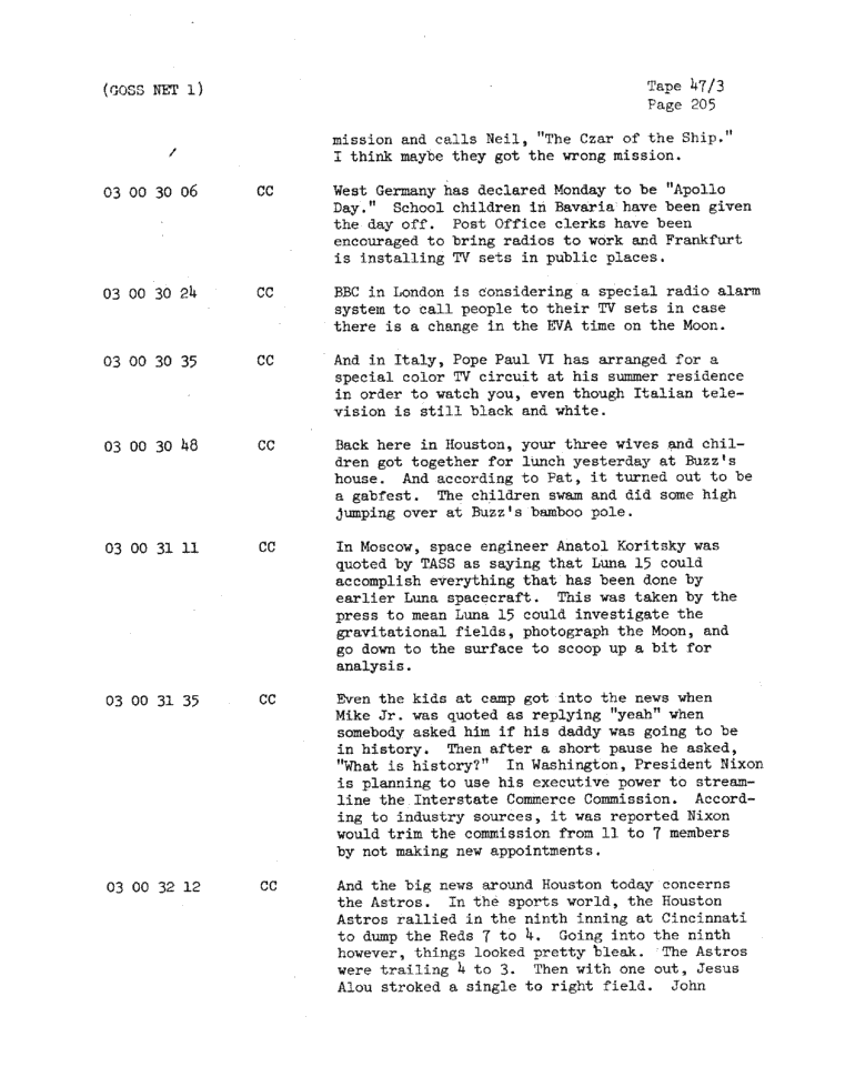 Page 207 of Apollo 11’s original transcript