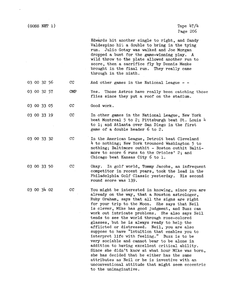 Page 208 of Apollo 11’s original transcript