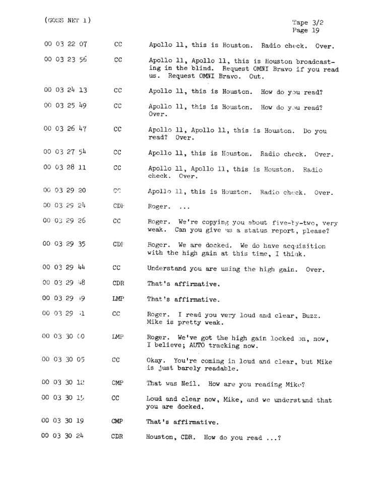 Page 21 of Apollo 11’s original transcript