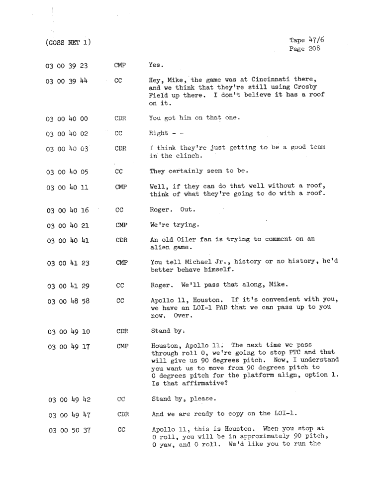 Page 210 of Apollo 11’s original transcript