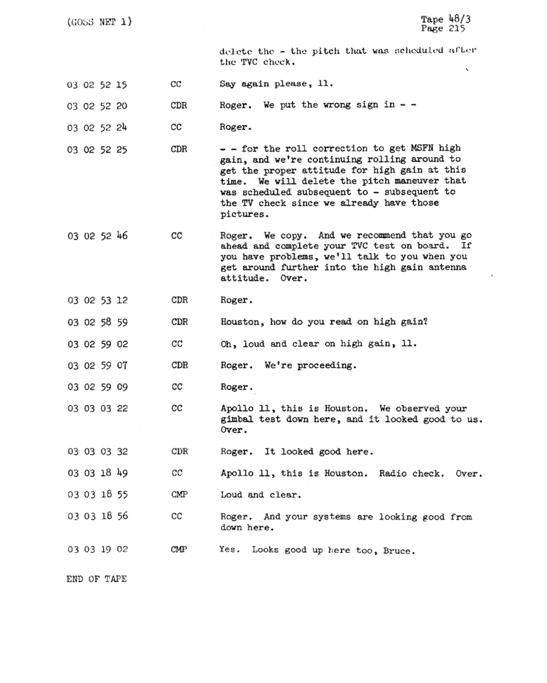 Page 217 of Apollo 11’s original transcript