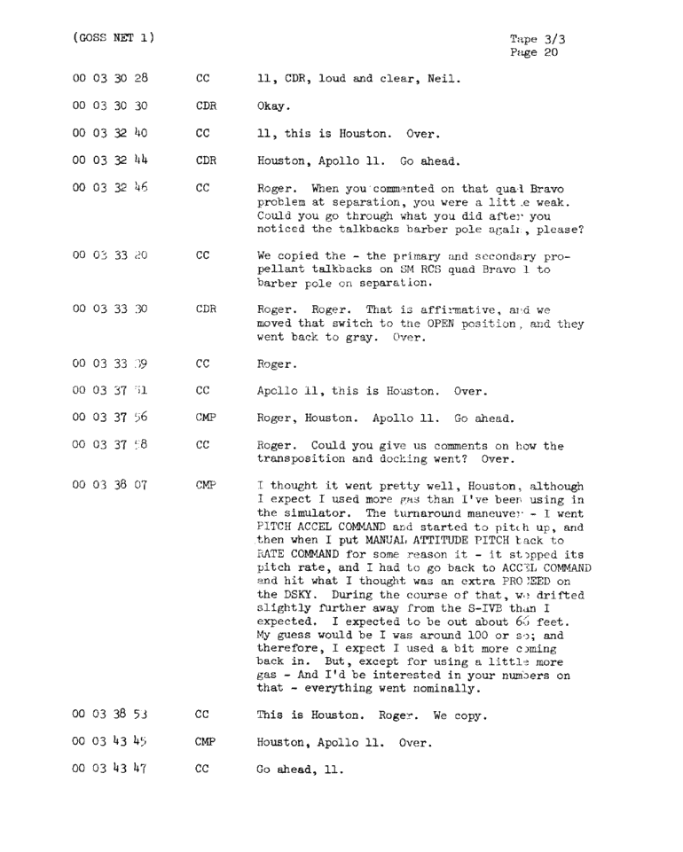 Page 22 of Apollo 11’s original transcript